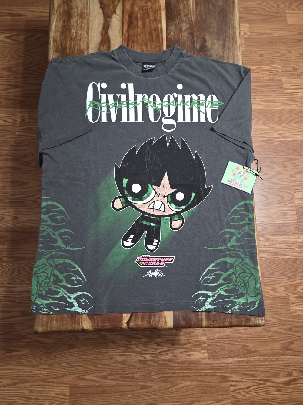 Civil Regime x Powerpuff Girls- Rowdy Green Vintage Tee. Size XL.
